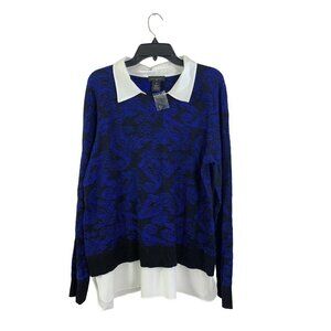 Investments II Women's Angelfish Royal Blue Collared Top